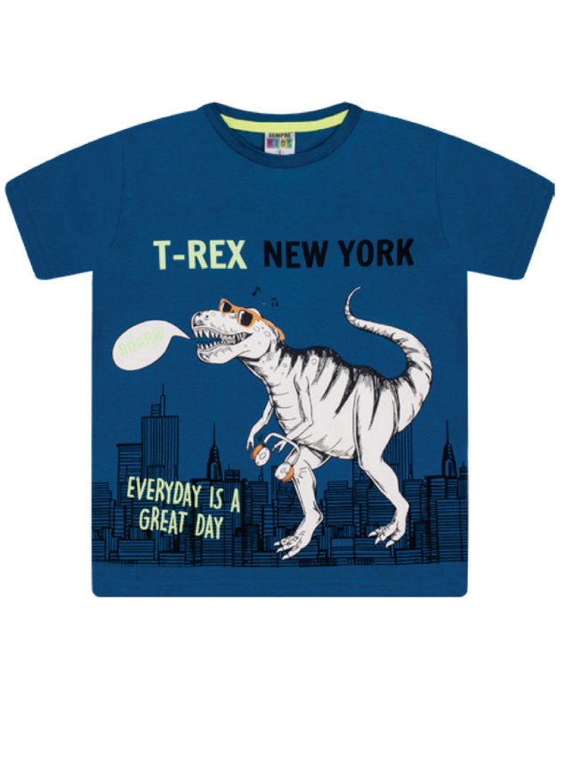 7381 azul camiseta infantil masculina t rex