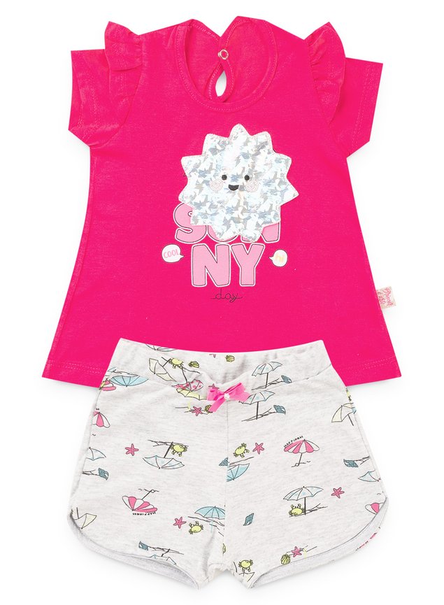 6171 conjunto blusa pink meia malha e shorts moletinho rotativo praia pmg 1