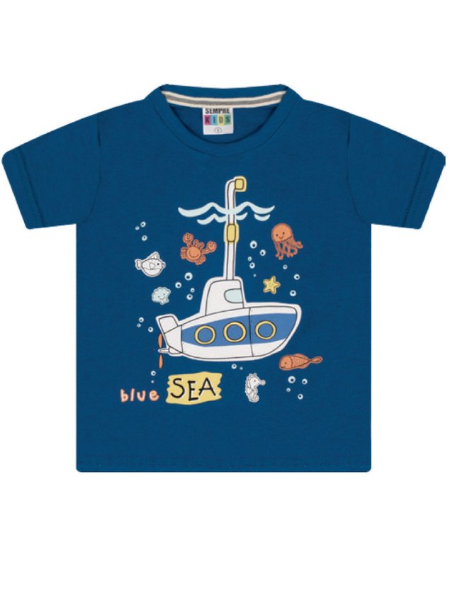 7344 azul camiseta intantil submarino