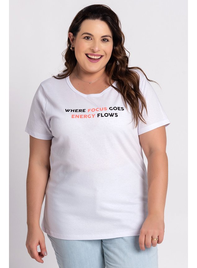 T-shirt Feminina Plus Size Algodão c/ Estampa Wave riders It's summer  time - Serena