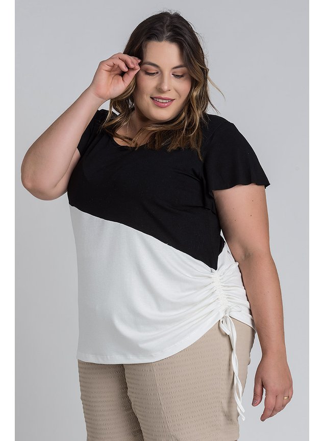 Blusa Feminina Plus Size Visco Cores Contrastantes - Lepoque