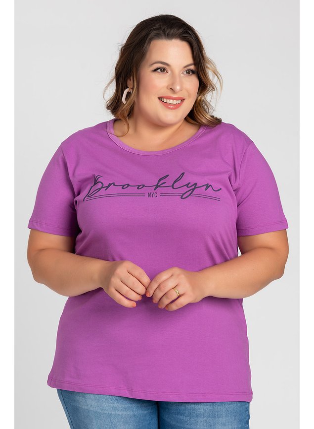 T-shirt Feminina Plus Size Algodão c/ Estampa BE yourself - Serena