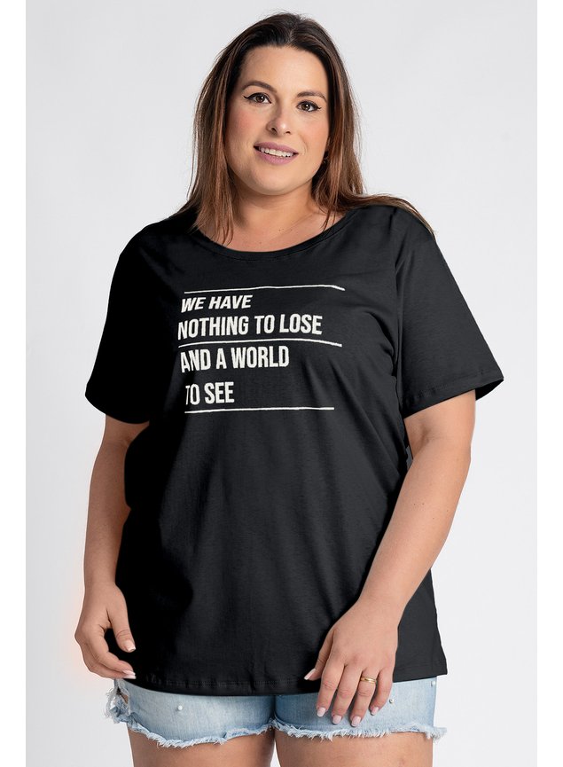 2690 t shirt feminina plus size estampada we have nothing to lose and a world to see serena preta