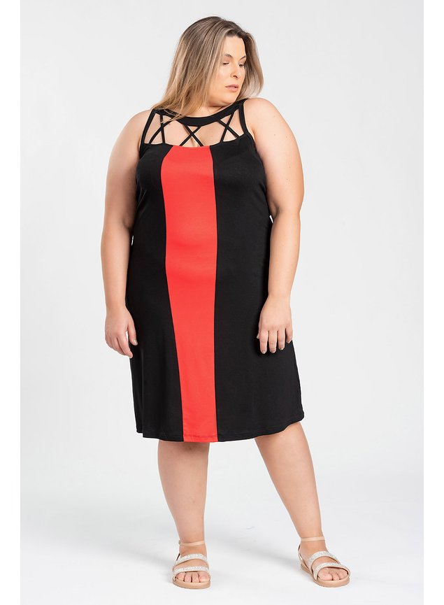 3003 vestido longo feminino plus size malha viscose detalhe faixa contrastante duas cores contratante viscose 7